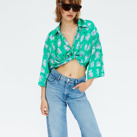 NWT Zara knotted printed top - Picture 3 of 5